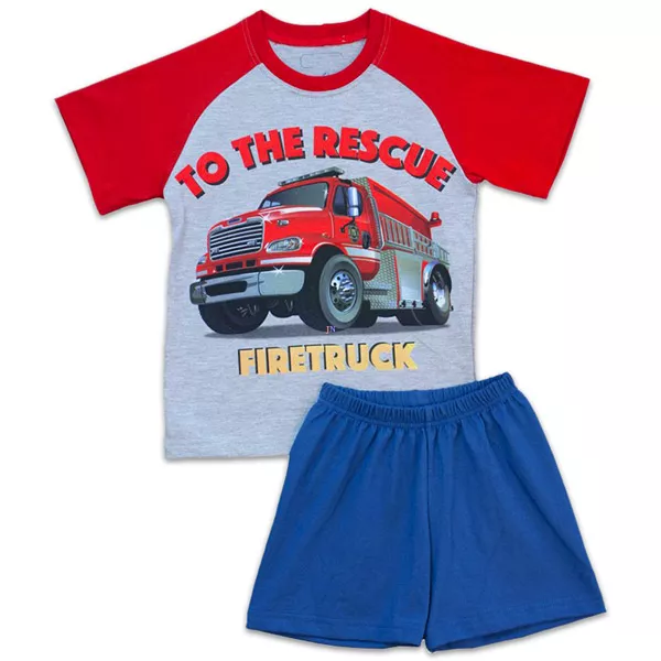 Tűzoltóautós fiú pizsama - 104-110-es méret