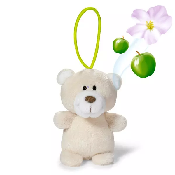 Nici: ursuleţ breloc figurină pluş parfumat - 8 cm, măr verde