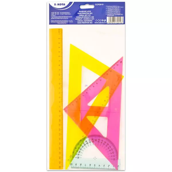 Set Geometrie cu 4 piese - culori neon