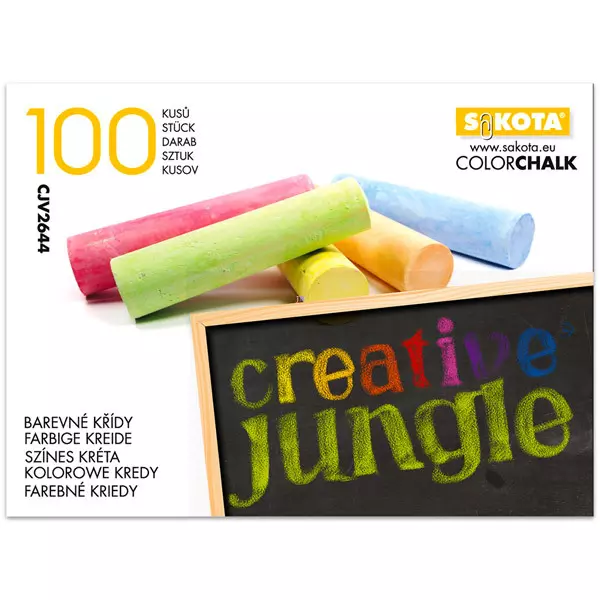 Creative Jungle: cretă colorată pentru tablă - 100 buc.