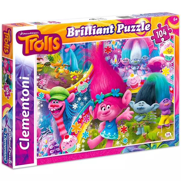 Clementoni: Trolls - puzzle cu sclipici 104 piese