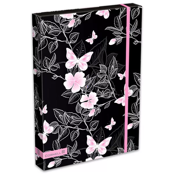 Cornell pillangós füzetbox - A4, rózsaszín 