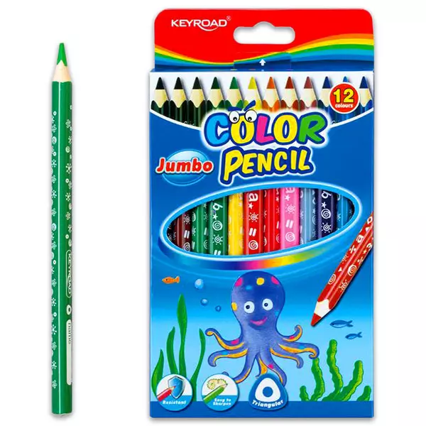 Keyroad JUMBO creioane colorate - 12 buc.