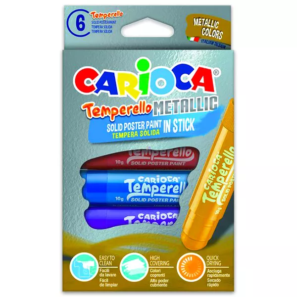 Carioca 6 darabos tempera stift metál színekben 