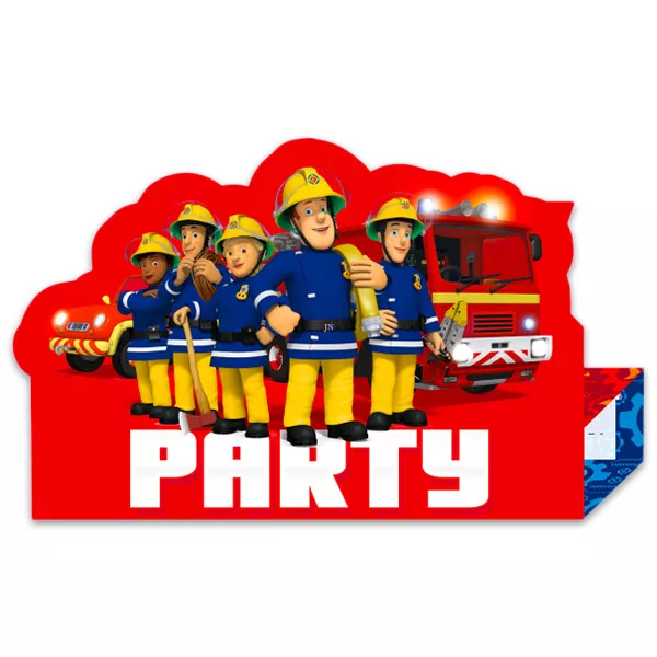 Pompierul Sam: invitaţie petrecere - 8 buc.