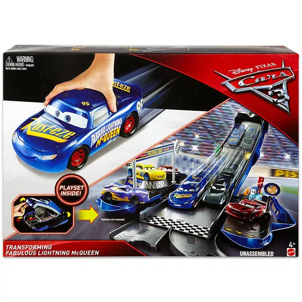 Cars 3: Set de joacă Transforming Fabulous Lightning McQueen - albastru