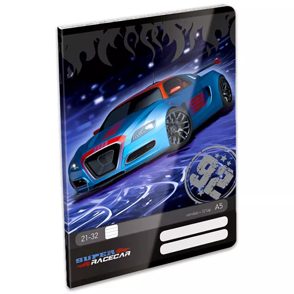 Super Racecar: Blue Thunder vonalas füzet - A5, 21-32 