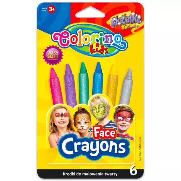 Colorino Kids: Set cretă pentru Face Painting culori metalizate - 6 buc.