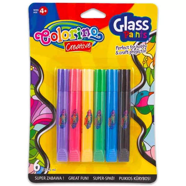 Colorino Kids: vopsele pentru sticlă set cu 6 buc.