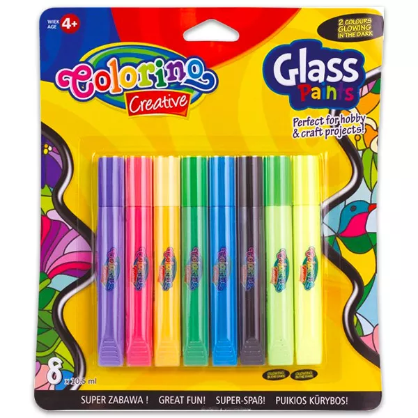 Colorino Kids: komplet barv za steklo z 8 kosi.