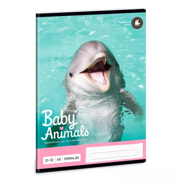 Baby Animals: delfines vonalas füzet - A5, 21-32