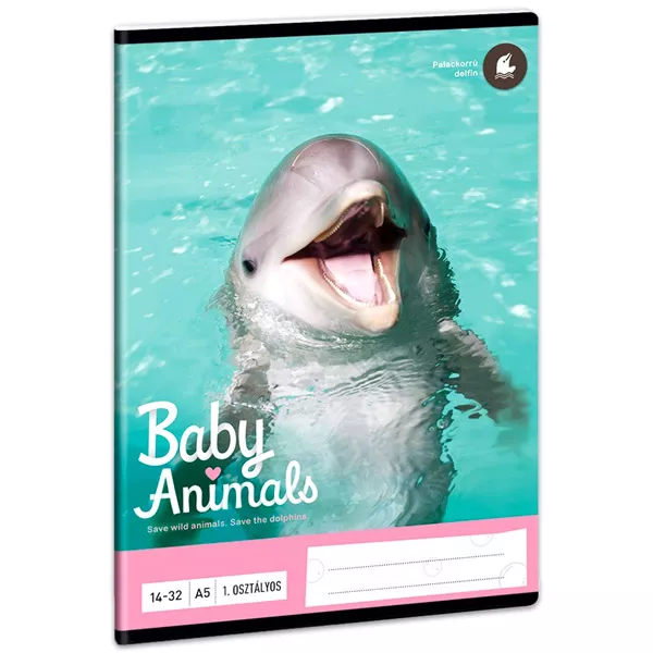 Baby Animals: delfines 1. osztályos füzet - A5, 14-32