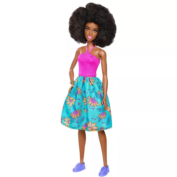 Barbie Fashionistas: Afro frizurás fekete Barbie virágmintás ruhában