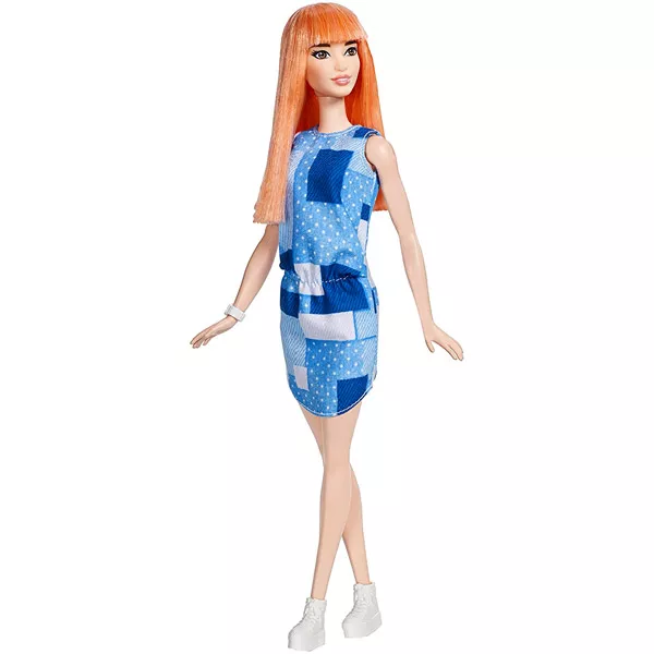 Barbie Fashionistas: Barbie kék ruhában, barack színű hajjal