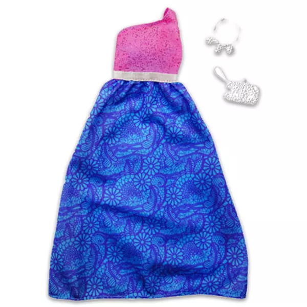 Barbie: rózsaszín-lila ruha táskával és nyaklánccal