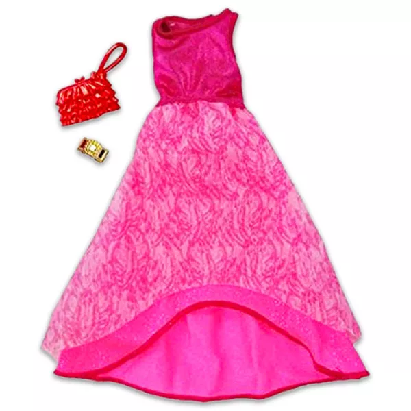 Barbie: rózsaszín ruha táskával és karkötővel