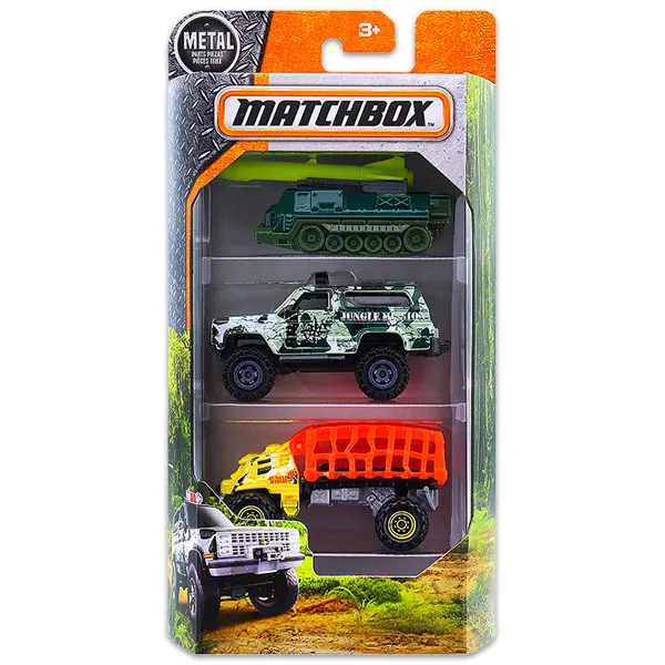 Matchbox: set maşinuţe cu 3 piese - Vehicule de junglă