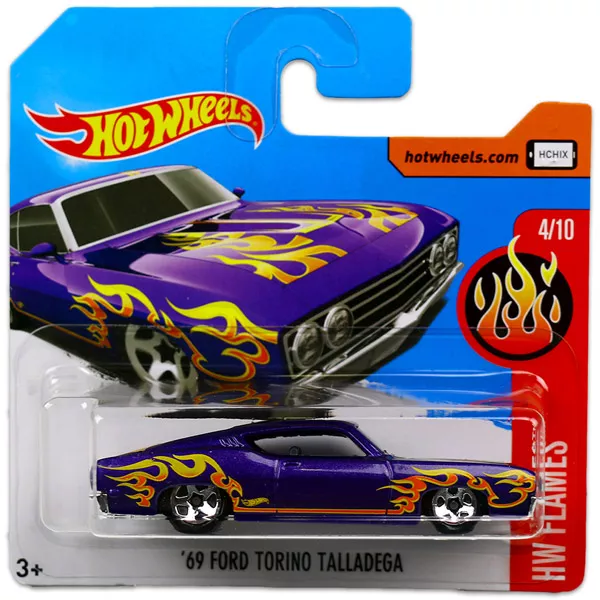 Hot Wheels Flames: 69 Ford Torino Talladega kisautó - lila