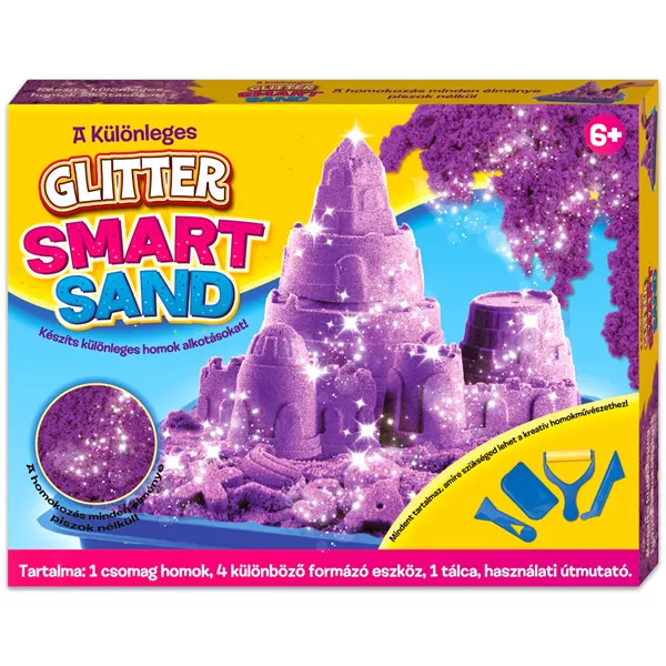 Smart Sand: glitteres homokkészlet kiegészítőkkel - lila