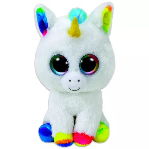 TY Beanie Boos: Pixy figurină unicorn de pluş - 15 cm, alb