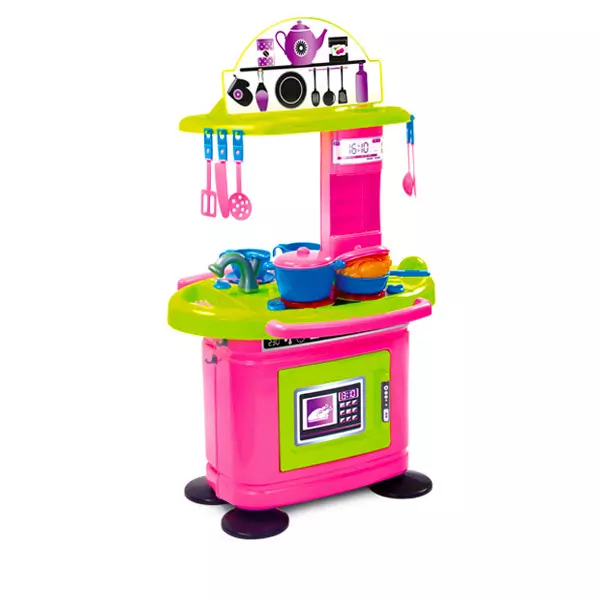 Chefs: Bucătărie de jucărie cu 26 piese - roz-verde