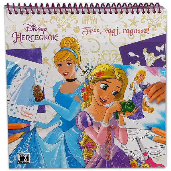 Disney hercegnők: Fess, vágj, ragassz! kreatív matricás színező 25 x 25 cm