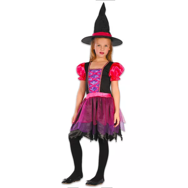 Costum Vrăjitoare - mărime 120-130 cm, pink-mov-negru
