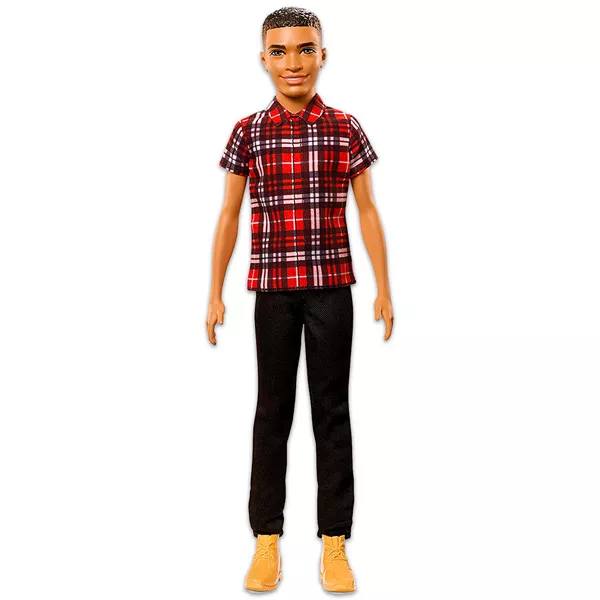 Barbie Fashionistas: barna bőrű, barna hajú Ken baba kockás ingben