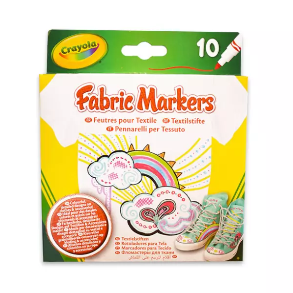 Crayola: set 10 markere pentru material textil