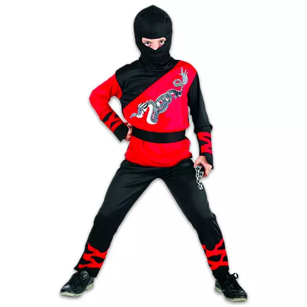 Sárkány Ninja jelmez - piros-fekete, 120-130 cm