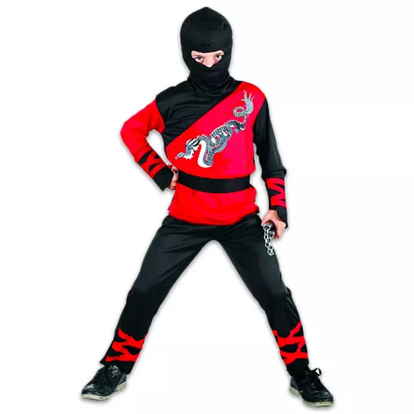 Sárkány Ninja jelmez - piros-fekete, 130-140 cm