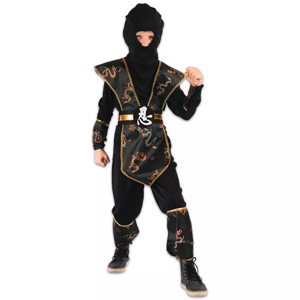 Costum Ninja - auriu-negru, 130-140 cm