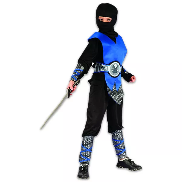 Ninja jelmez - kék-fekete, 120-130 cm
