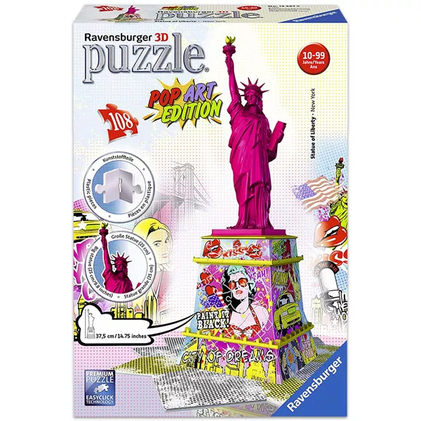 Ravensburger: Statuia Libertăţii din New York puzzle 3D cu 108 piese - pop art edition