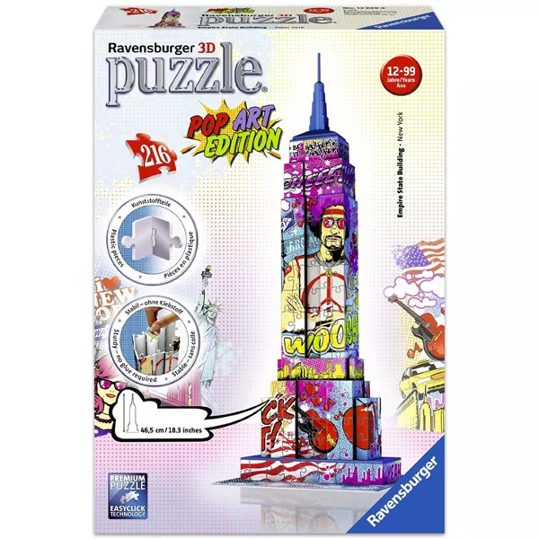 Ravensburger: Empire State Building puzzle 3D cu 216 piese - pop art edition