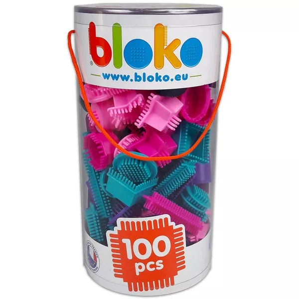 Bloko: 100 darabos tüskés építőjáték hengerben, lányos