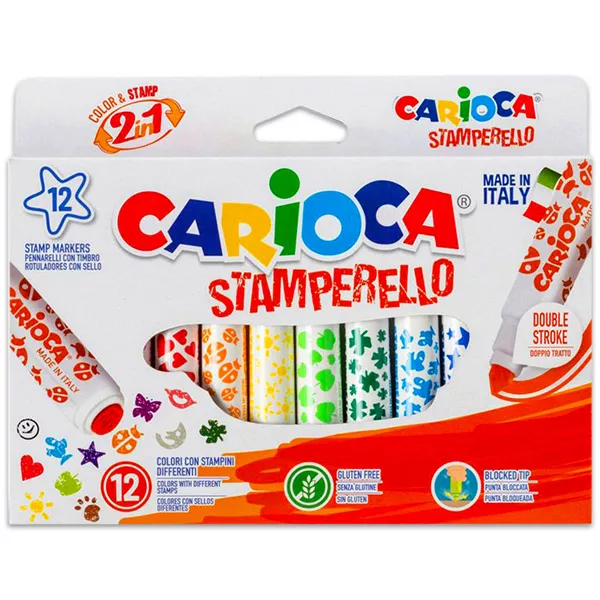 Carioca Stamperello: 12 darabos nyomdás végű filctoll készlet 