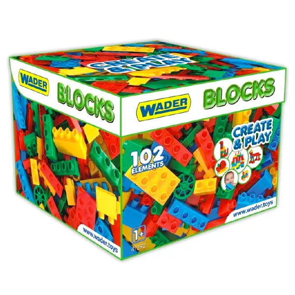 Wader: set cu 102 cuburi de construcţie din plastic