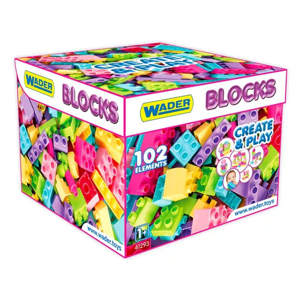 Wader: set cu 102 cuburi de construcţie din plastic - pink
