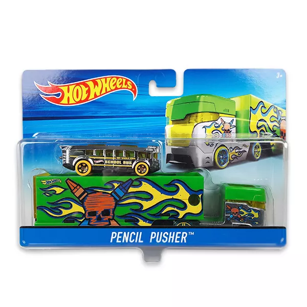 Hot Wheels City: Camion transportor Pencil Pusher cu maşinuţă