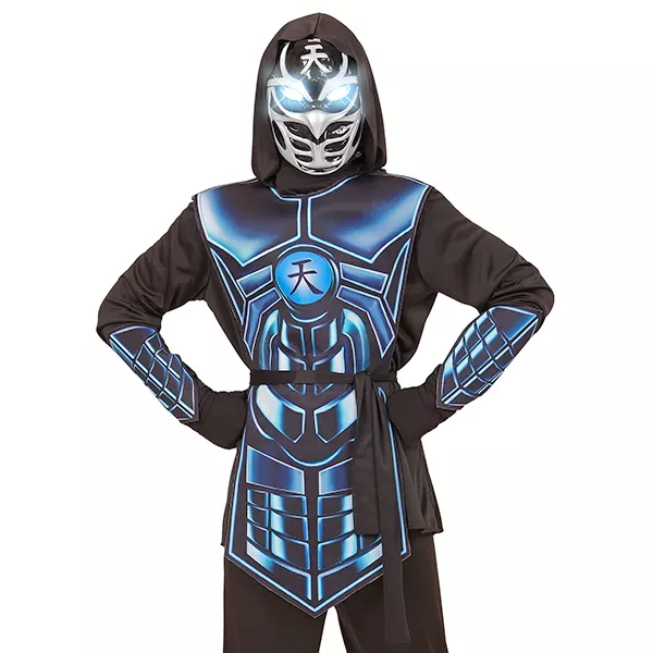 Cyber ninja jelmez - 128 cm, fekete-kék