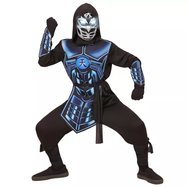 Cyber ninja jelmez - 140 cm, fekete-kék