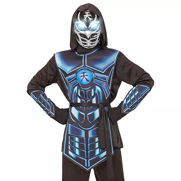 Cyber ninja jelmez - 158 cm, fekete-kék