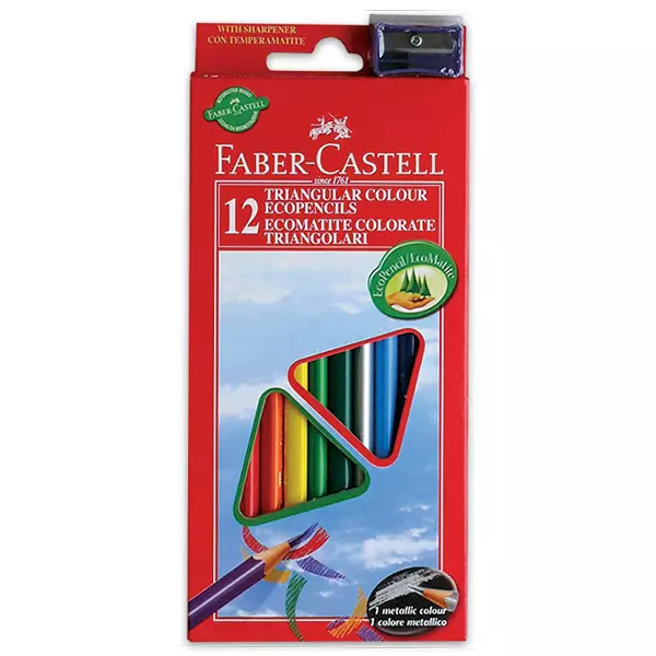 Faber-Castell: 12 matite colorate triangolari con temperino in regalo