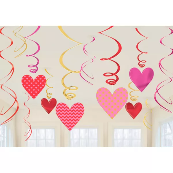 Inimioare - decoraţiune de Ziua Îndrăgostiţilor 12 buc.