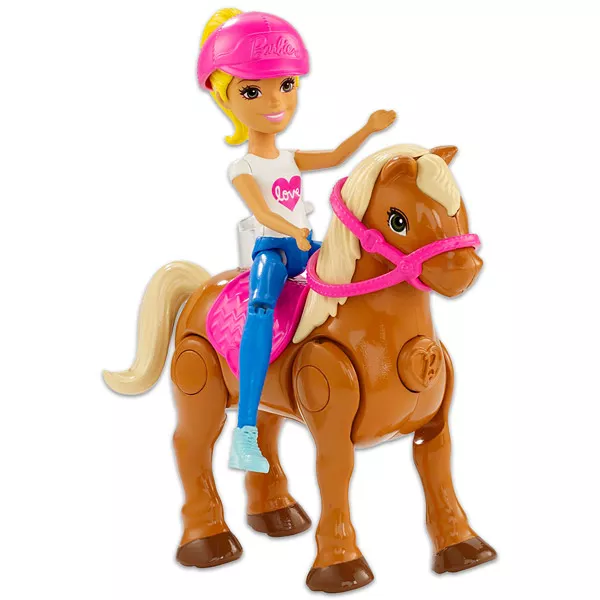 Barbie on the Go: Szőke hajú Barbie karamell színű pónival 