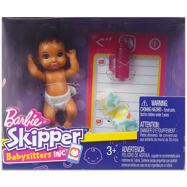 Barbie Skipper Babysitters: Păpuşă bebeluş cu păr brunet închis