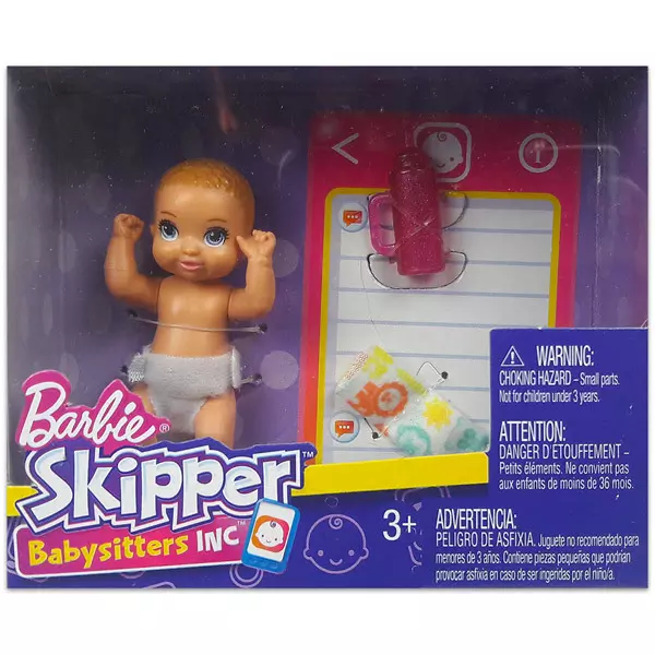 Barbie Skipper Babysitters: Păpuşă bebeluş cu păr şaten