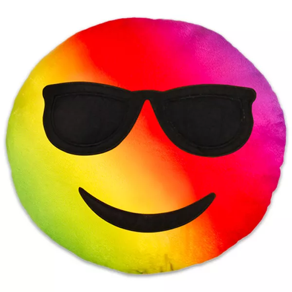 Szivárványos napszemüveges emoji párna - 25 cm
