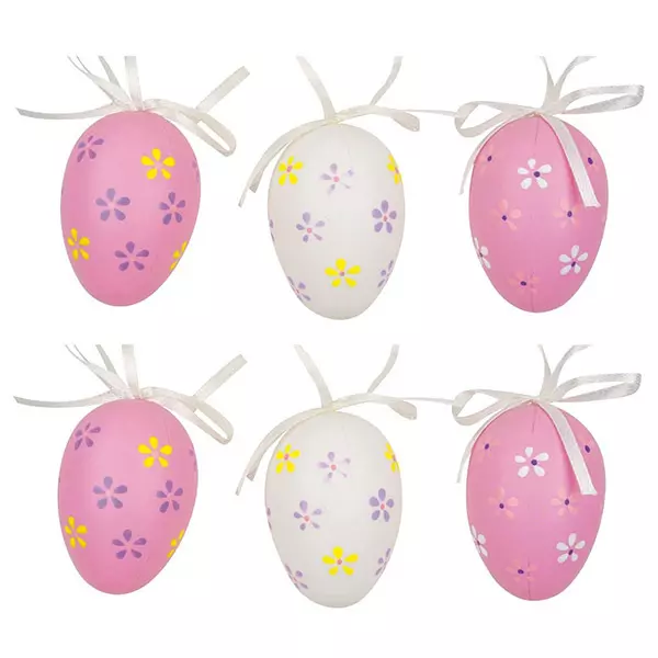 Húsvéti tojások - fehér-rózsaszín 6 cm, 6db